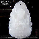 规格:长约3.6CM 宽约2.2CM 厚约0.5CM<br>简介:和田玉本命佛,千手观音(属鼠)-和田白玉(精品)
