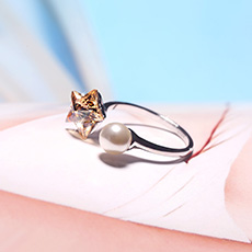 S925银海星珍珠戒指★海洋的馈赠海星与珍珠的完美邂逅★现代时尚之美