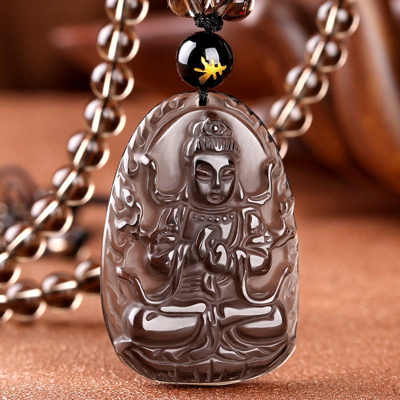 属羊本命佛吊坠★中号天然黑曜石大日如来挂坠