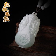 翡翠A货冰糯种双貔貅吊坠★富贵瓶安貔貅挂坠饰品