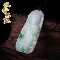 天然翡翠A货吊坠★翡翠观音吊坠