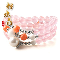 天然粉水晶手链★时尚百搭女士潮流多圈手串