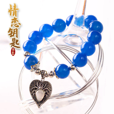 天然蓝玉髓蜘蛛手链★清新优雅海蓝女式手串★清爽百搭饰品