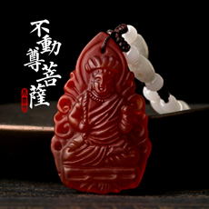 精品红玉髓属鸡本命佛吉祥礼品★不动尊菩萨吊坠★属鸡生肖吉祥物