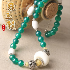 天然绿玉髓项链★绿玛瑙配白砗磲颈链