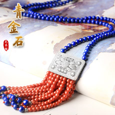 青金石925银毛衣链★天然水晶项链★南红镶银时尚潮流