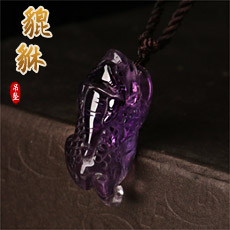 紫水晶貔貅吊坠★时尚女款水晶皮休饰品