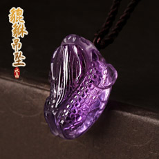 精美紫水晶貔貅吊坠★天然水晶貔犰毛衣链饰品