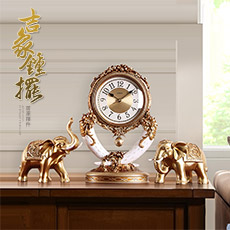 客厅时钟吉象座钟台钟摆件★金玉满堂款青云直上款★复古时尚书房桌面钟摆钟表