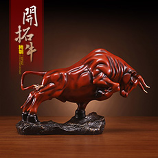 精铜鸿运开拓牛红色彩铜摆件★牛气冲天牛劲十足★开业礼品客厅书房办公室摆件
