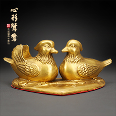 心形鸳鸯黄铜摆件★新婚送礼大堂全铜装饰品客厅新房铜摆饰