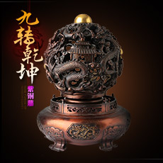 精工铜质大号秘法九转乾坤鼎★祥龙鼎家居大门客厅书房办公室办公桌摆件